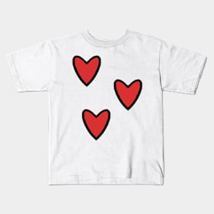 Three Red Hearts Kids T-Shirt